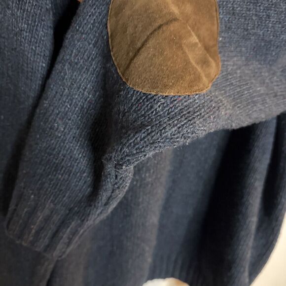 Lands' End Wool Blend Sweater Mens XL Button Mock Neck Blue Old‎ Money Preppy - Picture 5 of 7